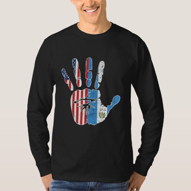 USA Guatemala Handprint Flag Proud Guatemalan Amer T-Shirt (Front)