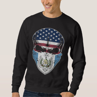 USA Guatemala Roots  Guatemalan American Flag Skul Sweatshirt