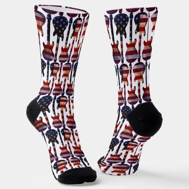 USA Guitars Patriotic Socks (Angled)