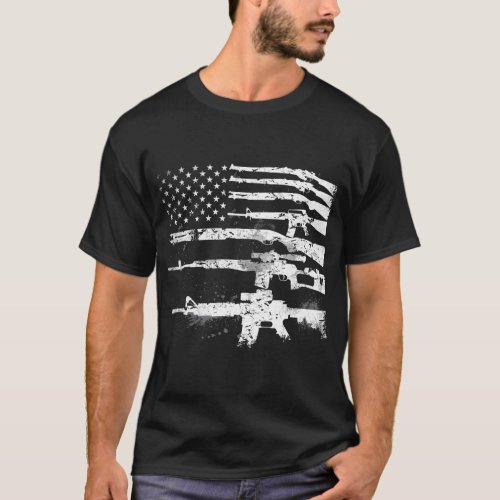 Usa Guns Weapons Flag Rifles Stripes Armed America T_Shirt
