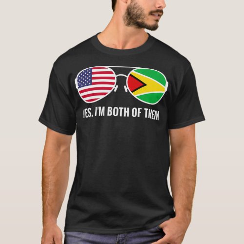 USA Guyana Flag Sunglasses Guyanese Americans culi T_Shirt