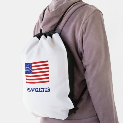 USA Gymnastics American Flag Olympics Team Sports Drawstring Bag