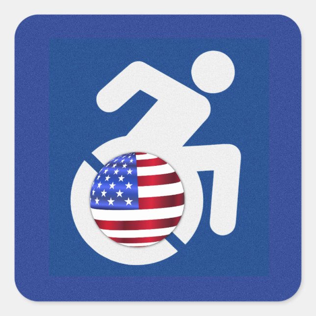 USA Handicapped Square Sticker (Front)