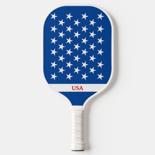 USA Happy 4th of July Red White Blue Stars Stripes Pickleball Paddle