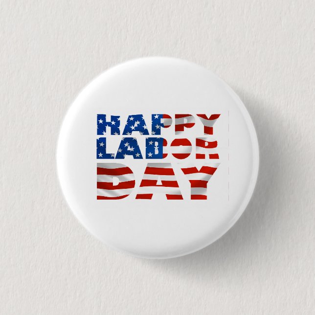 Usa Happy Labor Day Flag Button (Front)
