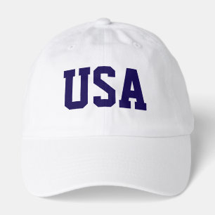 USA hats. Custom white sports cap