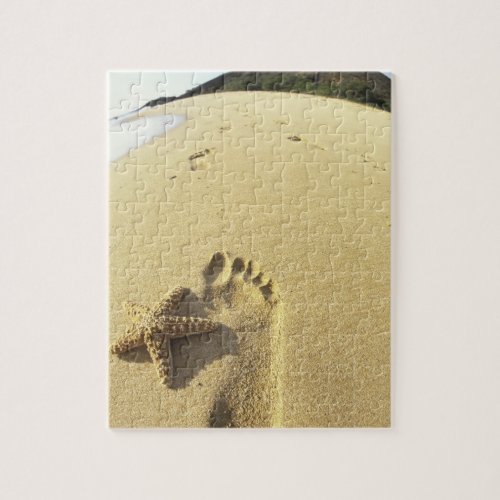 USA Hawaii Maui Makena Beach Footprint and Jigsaw Puzzle