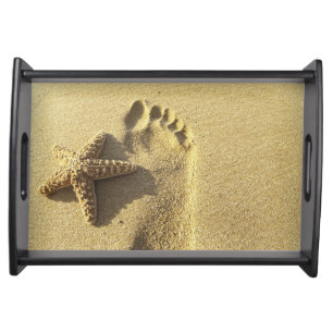 USA, Hawaii, Maui, Makena Beach, Footprint and Serving Tray