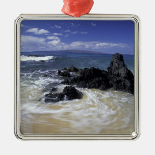 USA, Hawaii, Maui, Maui, Makena Beach, Surf on Metal Ornament