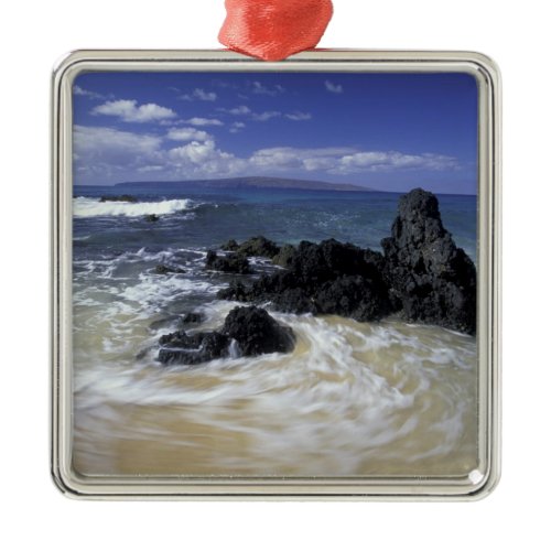 USA, Hawaii, Maui, Maui, Makena Beach, Surf on Metal Ornament