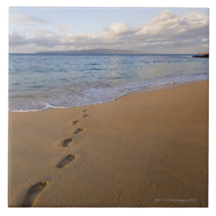 USA, Hawaii, Maui, Wailea, footprints on beach 2 Ceramic Tile