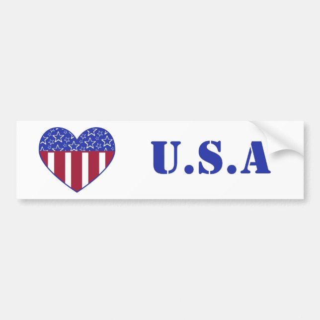 USA Heart Flag Bumper Sticker (Front)