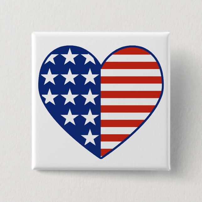 USA Heart Flag Button (Front)