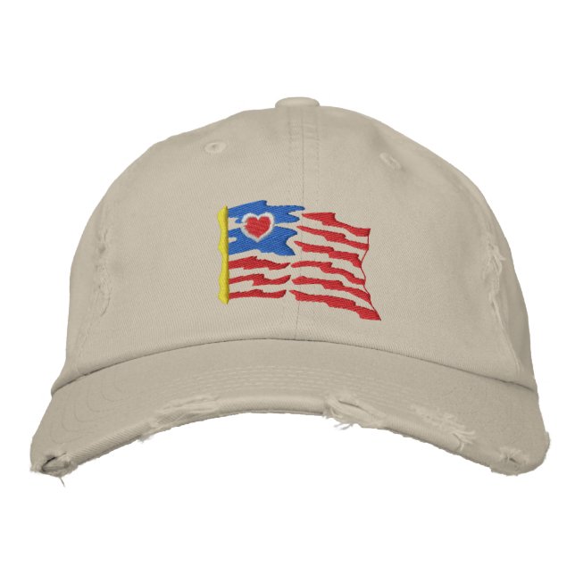USA Heart Flag Embroidered Hat (Front)