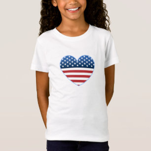 USA Heart Flag Girls T-shirts