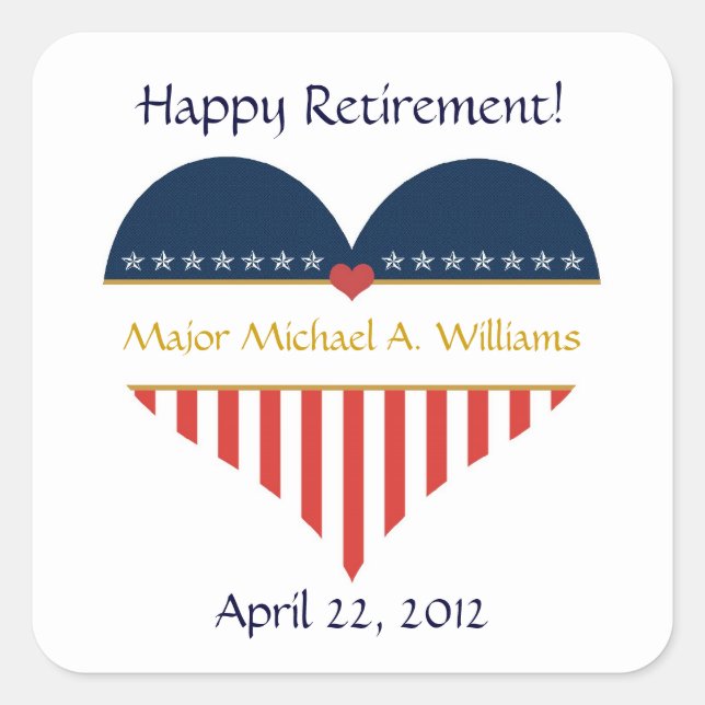 USA Heart Flag Happy Retirement Stickers (Front)