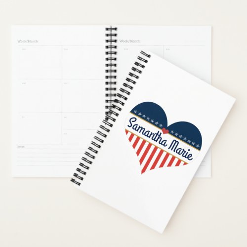 USA Heart Flag Patriotic Personalized Day Planner