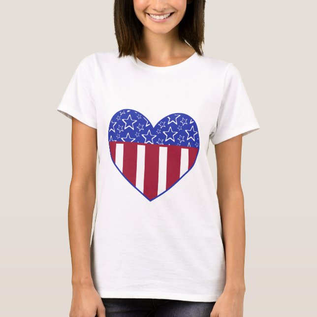 USA Heart Flag Patriotic T-Shirt (Front)