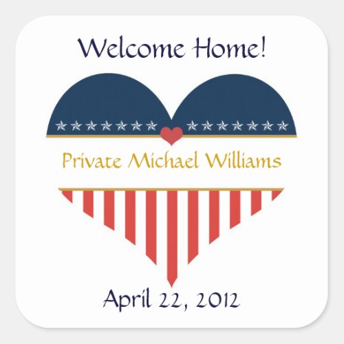 USA Heart Flag Welcome Home Stickers