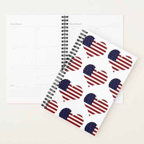 USA Heart Flags Day Planner