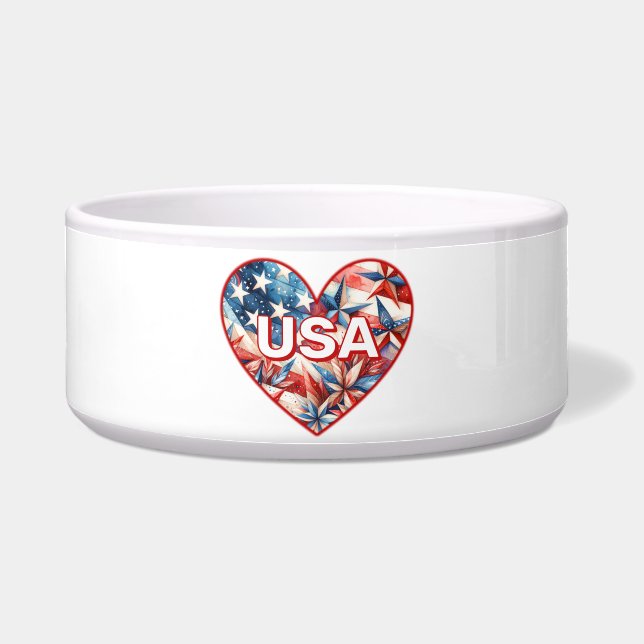 USA Heart Pet Bowl (Front)