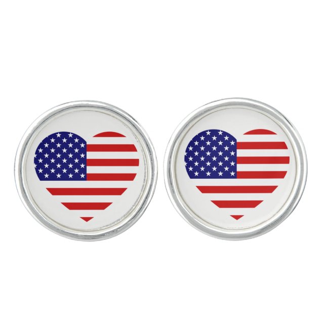 USA Heartflag clcnt Cufflinks (Front)