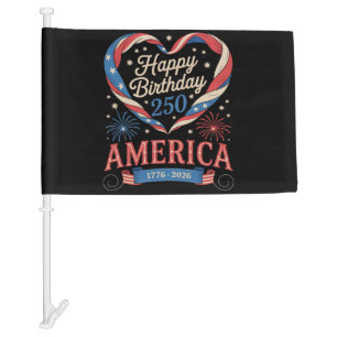 USA Hearts 1776 2026 July 250th Birthday USA Car Flag