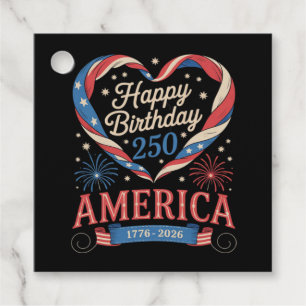 USA Hearts 1776 2026 July 250th Birthday USA Favor Tags