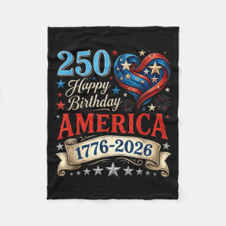 USA Hearts 1776 2026 July 4th 250th Birthday USA Fleece Blanket