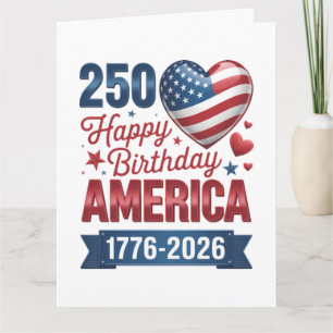USA Hearts 1776 2026 July 4th  Card