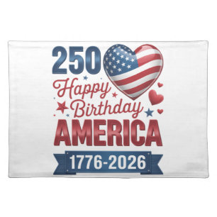 USA Hearts 1776 2026 July 4th Cloth Placemat