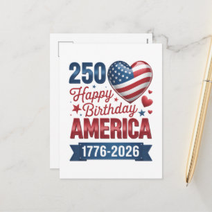 USA Hearts 1776 2026 July 4th Holiday Postcard
