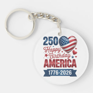 USA Hearts 1776 2026 July 4th Keychain