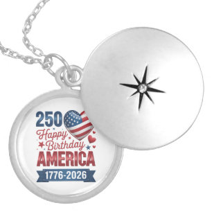 USA Hearts 1776 2026 July 4th Locket Necklace