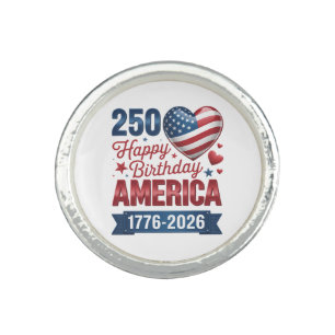 USA Hearts 1776 2026 July 4th Ring