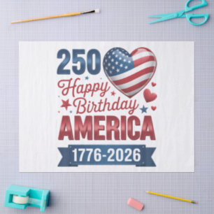 USA Hearts 1776 2026 July 4th Tissue Paper