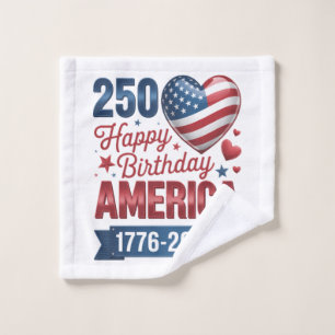 USA Hearts 1776 2026 July 4th Wash Cloth