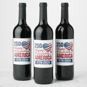 USA Hearts 1776 2026 July 4th Wine Label