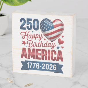 USA Hearts 1776 2026 July 4th Wooden Box Sign