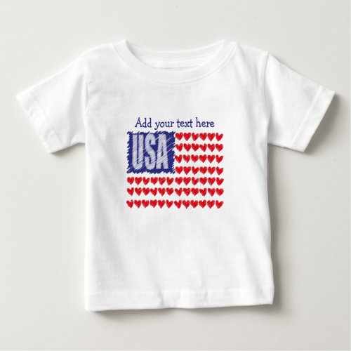 USA Hearts Flag Custom Baby T_Shirt