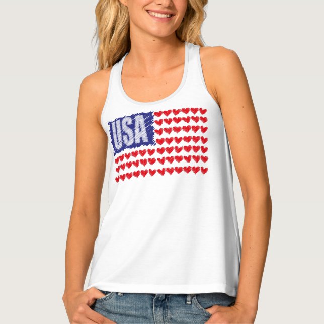 USA Hearts Flag Tank Top (Front)