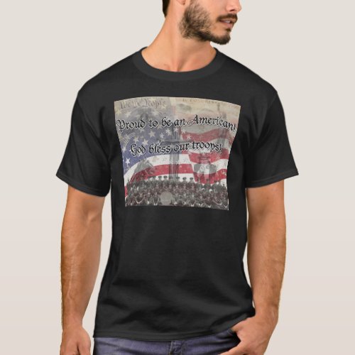 USA Heros God bless our troops with cross vintage T_Shirt