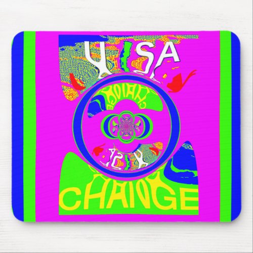 USA Hillary Change Monogram  Art design Mouse Pad