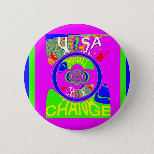USA Hillary Change Monogram  Art design Pinback Button