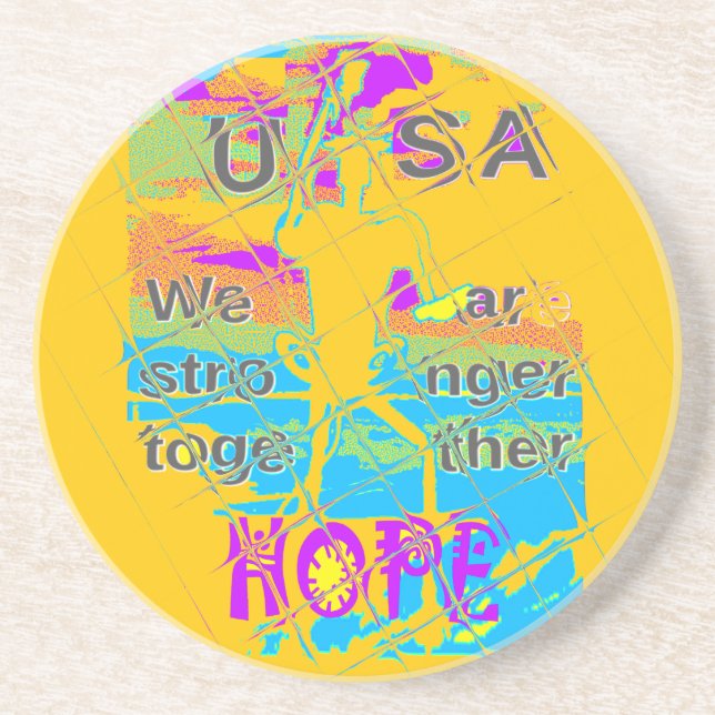 USA Hillary Hope Stronger Together Drink Coaster (Front)