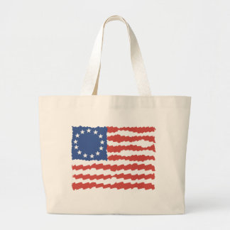 USA-Hip Sketch American Flag Large Tote Bag