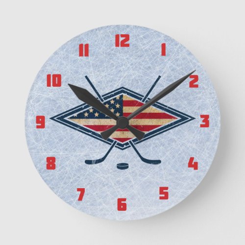 USA Hockey Round Wall Clock