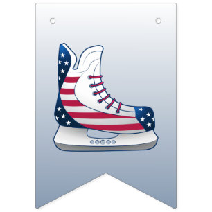 USA Hockey Skates Bunting Flags