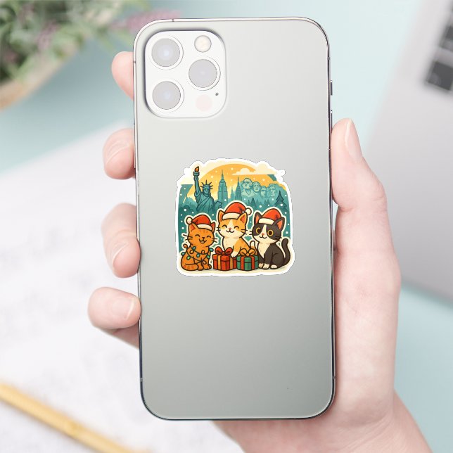 USA Holiday Cats – Cute Meowy Christmas Sticker (Phone)