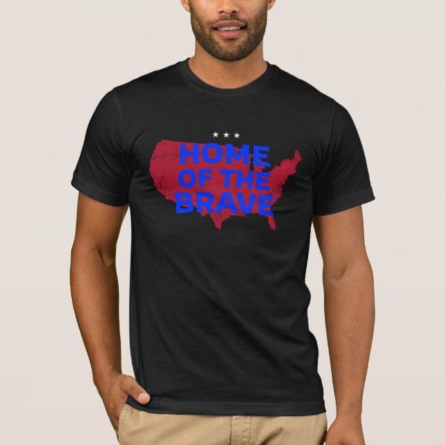 USA Home Of The Brave. Patriotic T-Shirt (Front)